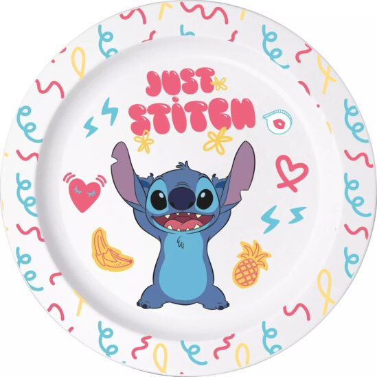 Stitch: Műanyag mikrózható gyerek lapostányér - Fehér