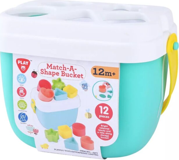 Playgo 12 darabos Formaválogató játék vödörben