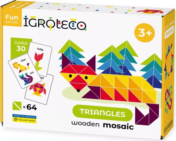 Igroteco Fa háromszögek 64 darabos mozaik kirakó fejlesztő készlet