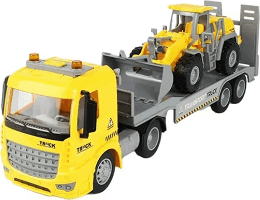 Autószállító és munkagép játékszett 43cm - Sárga