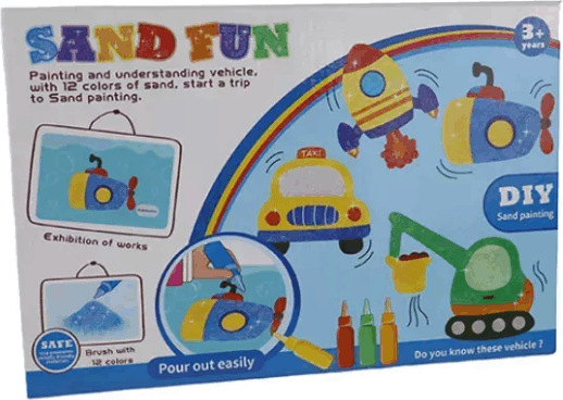 Homokfestő készlet 12 színnel - Közlekedés