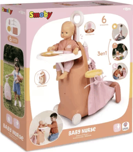 Smoby Baby Nurse 3 az1-ben babacenter húzós bőrönd Smoby Baby Nurse 3 az1-ben babacenter húzós bőrönd