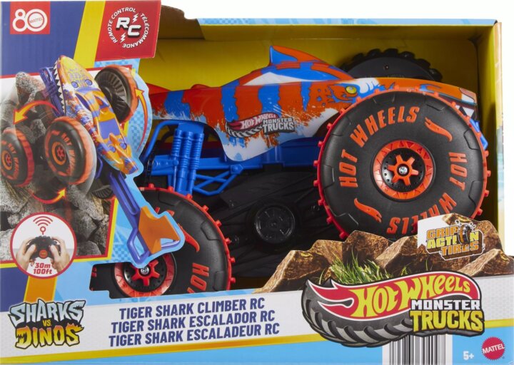 Mattel Hot Wheels Monster Trucks Mega Tiger Shark távirányítós autó