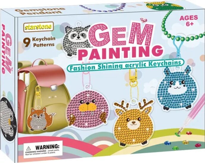 Gyémántszemes Kulcstartó és medál készítő szett 9 darabhoz - Erdei állatok