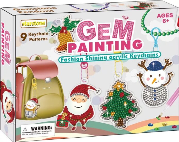 Gyémántszemes Kulcstartó és medál készítő szett 9 darabhoz - Mikulás