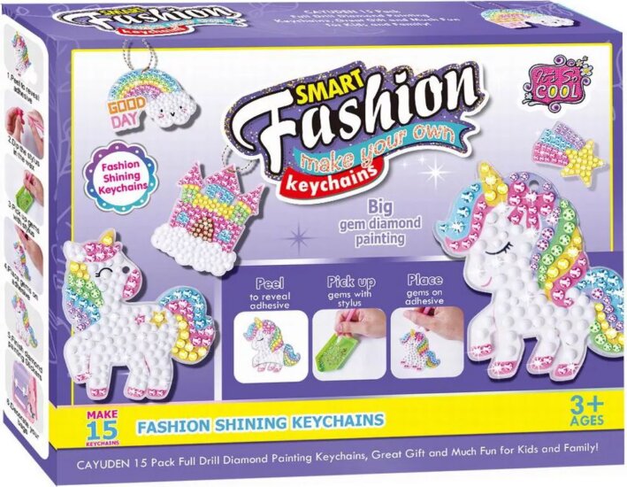 Gyémántszemes Kulcstartó készítő szett 15 darabhoz - Unikornis