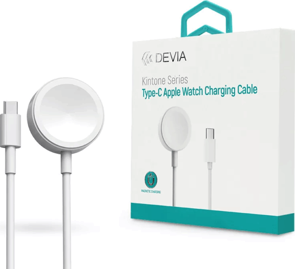 Devia ST381973 Apple Watch Mágneses USB-C töltőkábel 1m - Fehér