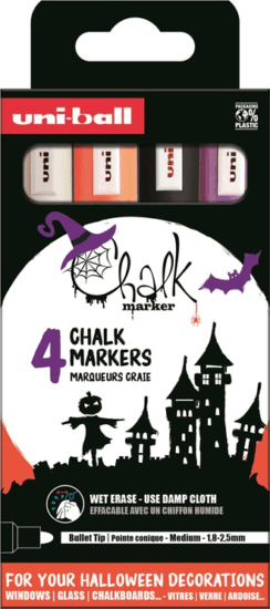 Uni Chalk NI PWE-5M Halloween folyékony krétafilc készlet Vegyes színek (4 db / csomag)