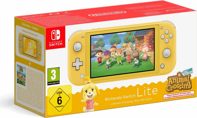 Nintendo Switch Lite játékkonzol és Animal Crossing New Horizons játékszoftver - Sárga