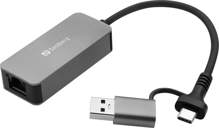 Sandberg RJ45 Ethernet Anya - USB-C/A 2.5 Apa Átalakító kábel 0.2m - Ezüst