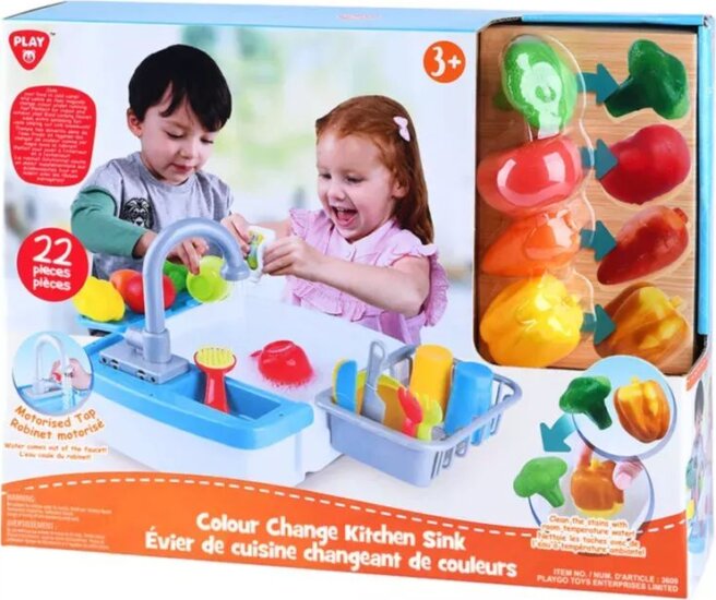 Playgo 22 darabos Színváltó mosogató készlet