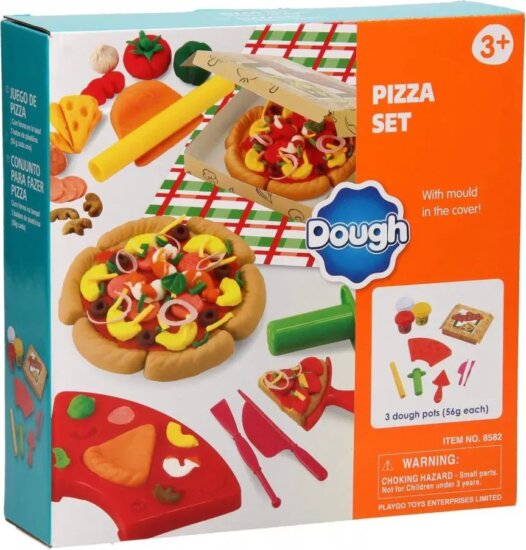 Playgo Pizza gyurmakészlet 3 tégely gyurmával - Vegyes színek