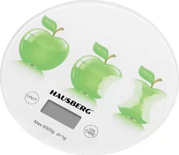 Hausberg HB-6010NG+DS Üveg Digitális konyhai mérleg - Fehér alma mintás Hausberg HB-6010NG+DS Üveg Digitális konyhai mérleg - Fehér alma mintás