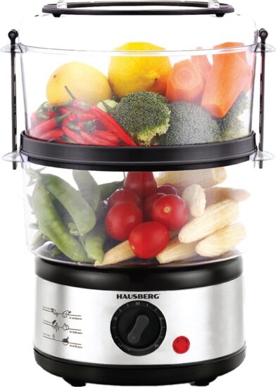 Hausberg HB-1350 Kétszintes Elektromos Ételkészítő gép 4,8L - Ezüst