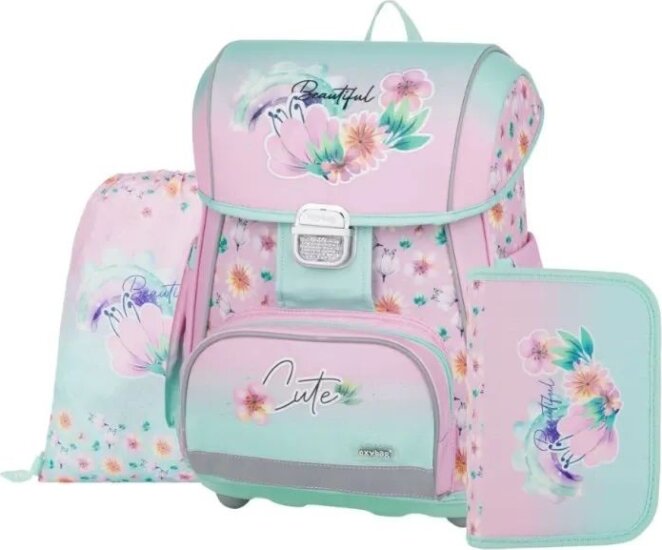Oxybag 3 részes Virág mintás prémium iskolatáska szett