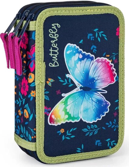 Oxybag töltetlen háromemeletes tolltartó lányoknak - Pillangó mintás