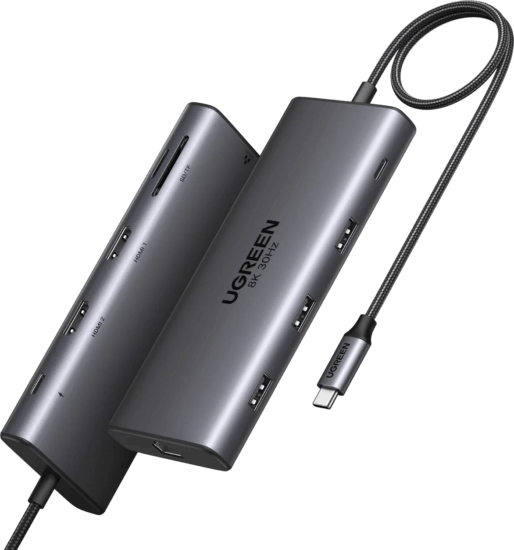 Ugreen 15534 Multifunkciós USB-C HUB 100W (1x Type-C 3.0 + 1x USB A 3.0 + 2x USB-A 2.0 + 1x HDMI 2.1 + 1x HDMI 2.0)