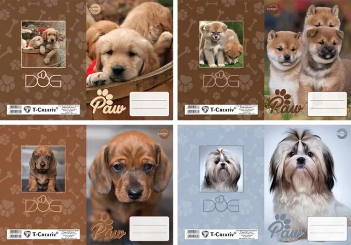 T-Creativ 40 mikron Kutya mintás betétes A5 füzetborító - Többféle
