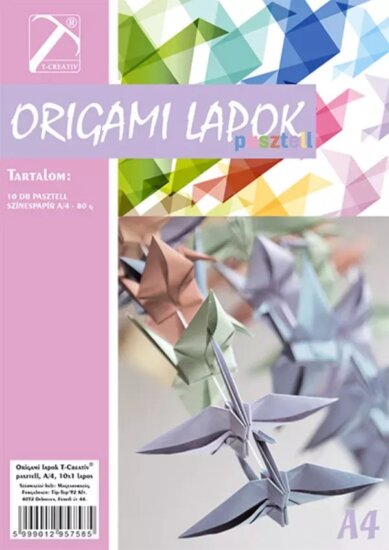 T-Creativ A4 Origami lap - Pasztell színek (10db/csomag)