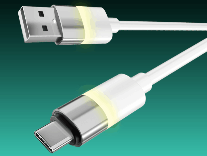 AVAX CB313 Glowy USB-A - USB-C 2.0 Adat és gyorstöltő kábel 18W 2m - Fehér