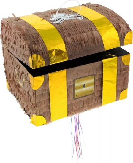 Kincsesláda pinata party kiegészítő 30 x 25 x 34 cm