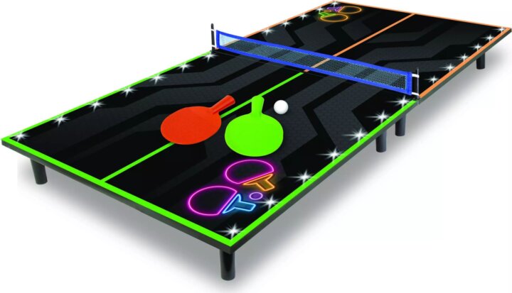 Világító asztali LED mini ping-pong szett 2 ütővel