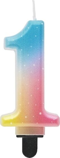 Beauty and Charm: Szivárvány Színű Pasztell 1-es Számgyertya 8 cm