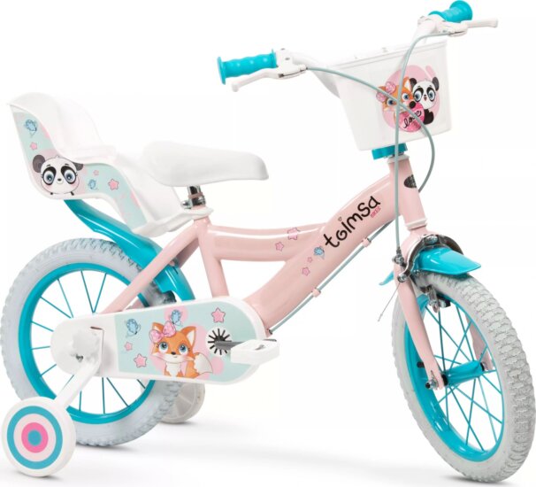 Toimsa Cuddly gyerek kerékpár babaüléssel és kosárral 14" - Barack/Bézs