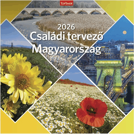 Kalendart T098 2026 Magyarország családi tervező Falinaptár 29 x 58 cm