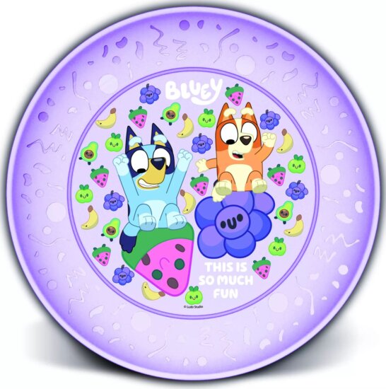 Bluey mintás vidám Műanyag lapostányér 20 cm - Lila