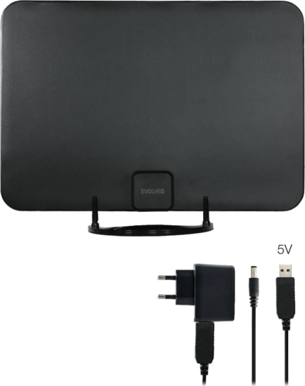 Evolveo Xany 2A Beltéri FM/DAB+/DVB-T2/LTE/4G/5G TV Antenna - Fekete