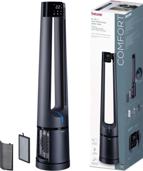 Beurer LV 500 PureFlow 2 az 1-ben Légtisztító és Ventillátor 44 Watt 40m² - Fekete