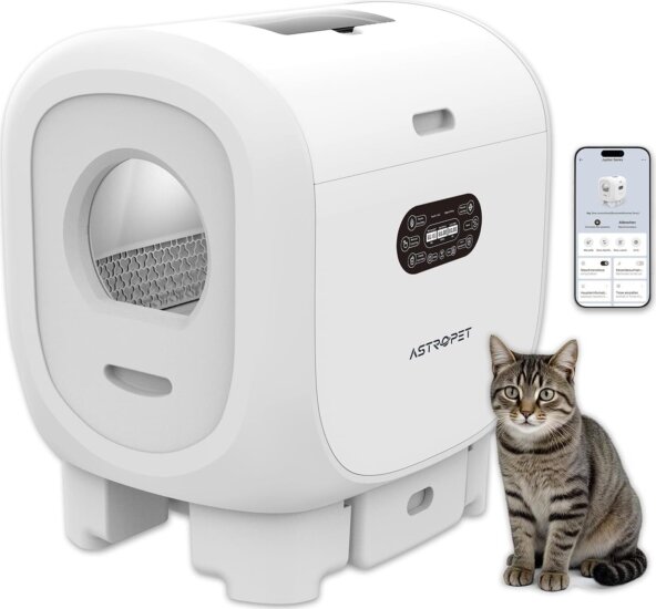 Astropet Jupiter Series Pro Okos Öntisztító macska alomdoboz 101L - Fehér