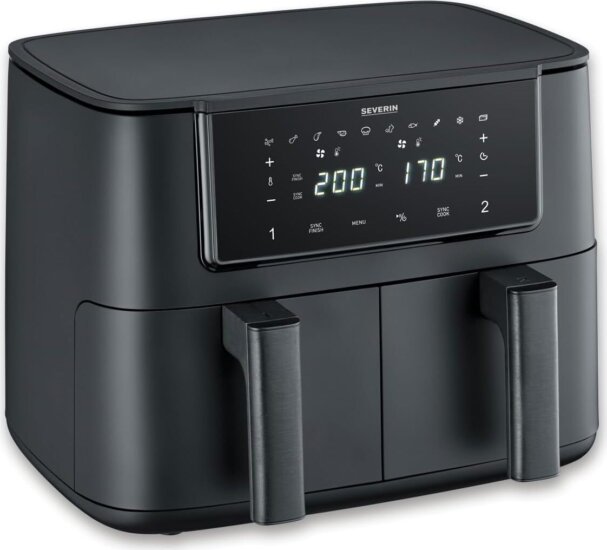 Severin FR 2463 AirFryer Forrólevegős sütő 2 x 4L 2600 Watt - Fekete