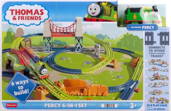 Fisher Price Thomas és barátai 6 az 1-ben óriás játékszett Percy mozdonnyal