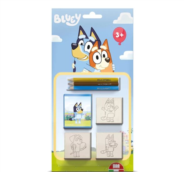 Bluey 7 részes Nyomda készlet színes ceruzával