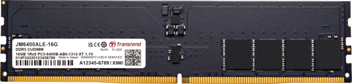 Transcend 32GB / 6400 JetRAM DDR5 UDIMM CL52 Single Server RAM