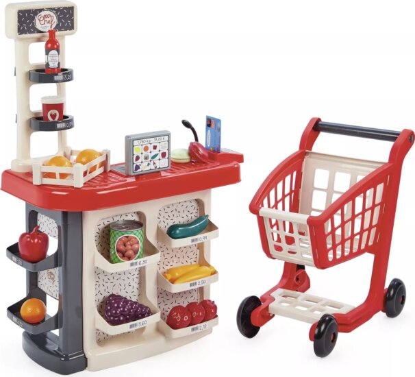 Écoiffier 7900001676 Piactér 20 darabos játék szett bevásárlókocsival