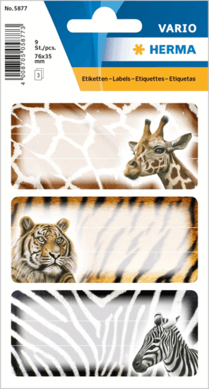 Herma 5877 Szafari mintás füzetcímke (9 db / csomag) Herma 5877 Szafari mintás füzetcímke (9 db / csomag)