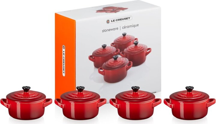 Le Creuset Herise Sütőforma készlet 4 darabos 0,2L - Cseresznyepiros