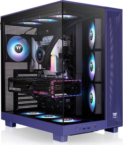 Thermaltake View 380 XL TG ARGB Midi Torony Számítógépház + 4x120mm ventilátor - Fekete/Lila