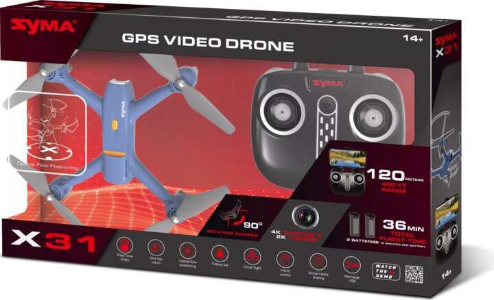 Syma X31 összecsukható drón GPS-szel és HD kamerával - Kék