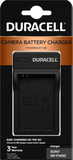 Duracell DRS5962 Akkumulátor töltő DR9954/NP-FW50 Akkuhoz + USB kábel