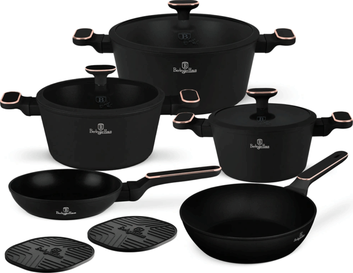 Berlinger Haus BH/8362 Kovácsolt Alumínium Edénykészlet - Fekete / Rózsaarany (10 részes)