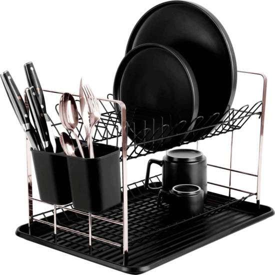 Berlinger Haus BH/8644 Műanyag edényszárító 48 x 32 x 29 cm - Fekete / Rosegold