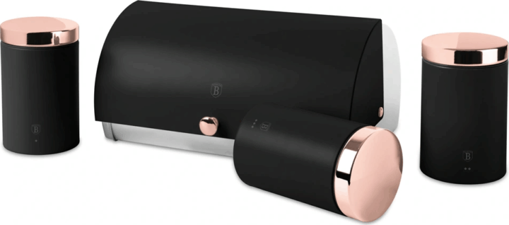 Berlinger Haus BH/6835 Rozsdamentes Acél Kenyértartó 3 részes tároló szettel 20L - Fekete / Arany