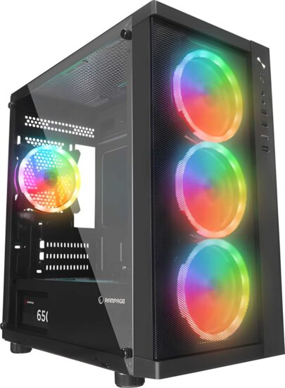 Rampage VEGA V2 ATX Torony Számítógépház + 4×120mm RGB ventilátor - Fekete