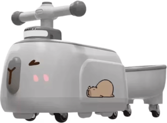 Lábbal hajtós Zenélő bébijárgány LED fénnyel és Kapibara mintával - Szürke