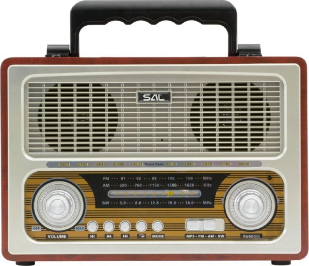 SAL RRT3 Hordozható AM/FM Retro táskarádió - Barna