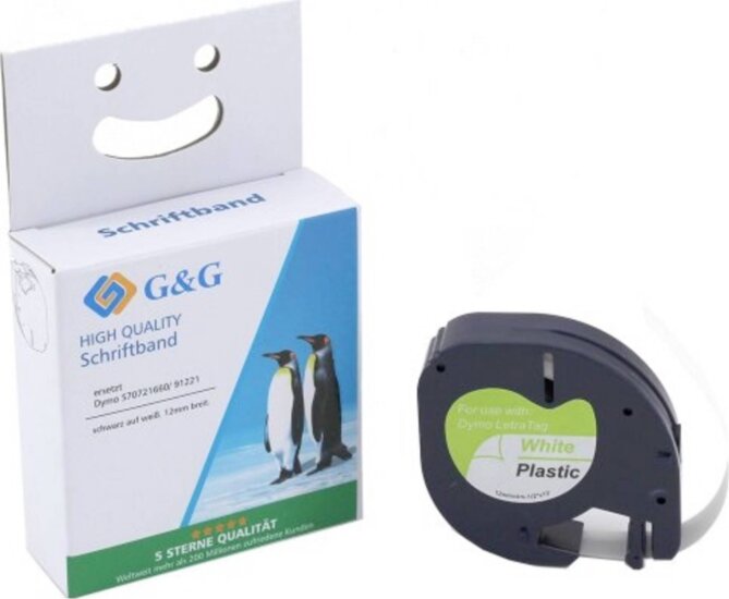 G&G (Dymo S0721660 / 91221) 12mm / 4m Feliratozógép szalag - Fehér alapon fekete G&G (Dymo S0721660 / 91221) 12mm / 4m Feliratozógép szalag - Fehér alapon fekete